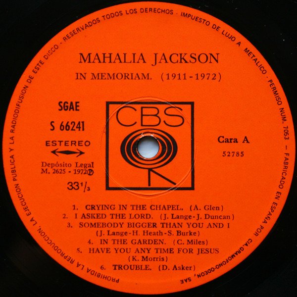 Mahalia Jackson, In Memoriam 1911-1972-LP, Vinilos, Historia Nuestra