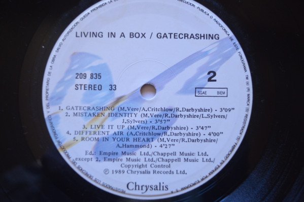 Living In A Box, Gatecrashing-LP, Vinilos, Historia Nuestra