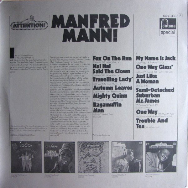 Manfred Mann, Attention! Manfred Mann!-LP, Vinilos, Historia Nuestra