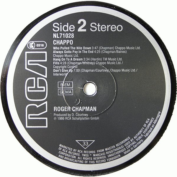 Roger Chapman Chappo-LP, Vinilos, Historia Nuestra