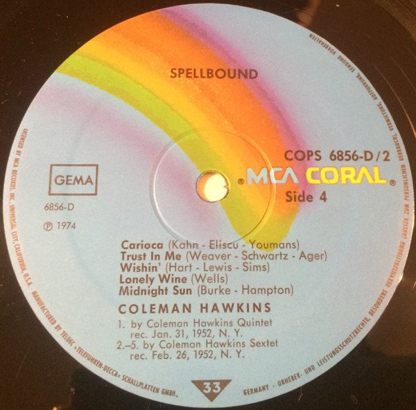 Coleman Hawkins, Spellbound-LP, Vinilos, Historia Nuestra