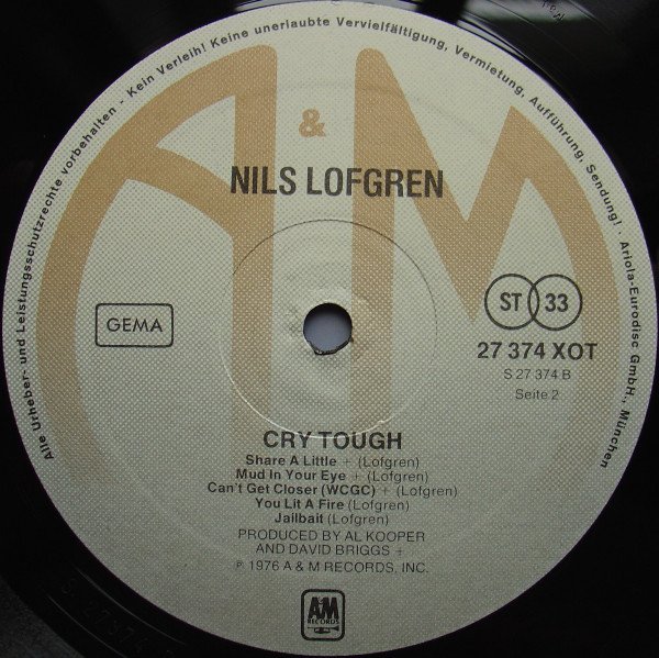 Nils Lofgren, Cry Tough-LP, Vinilos, Historia Nuestra