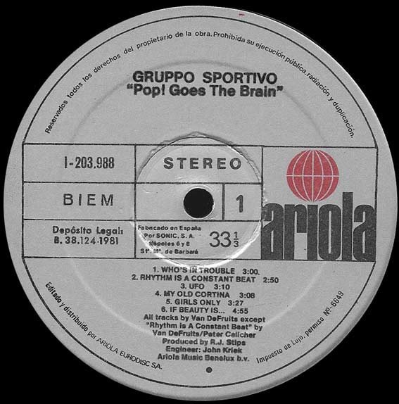 Gruppo Sportivo Pop! Goes The Brain-LP, Vinilos, Historia Nuestra