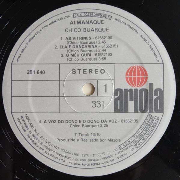 Chico Buarque, Almanaque-LP, Vinilos, Historia Nuestra