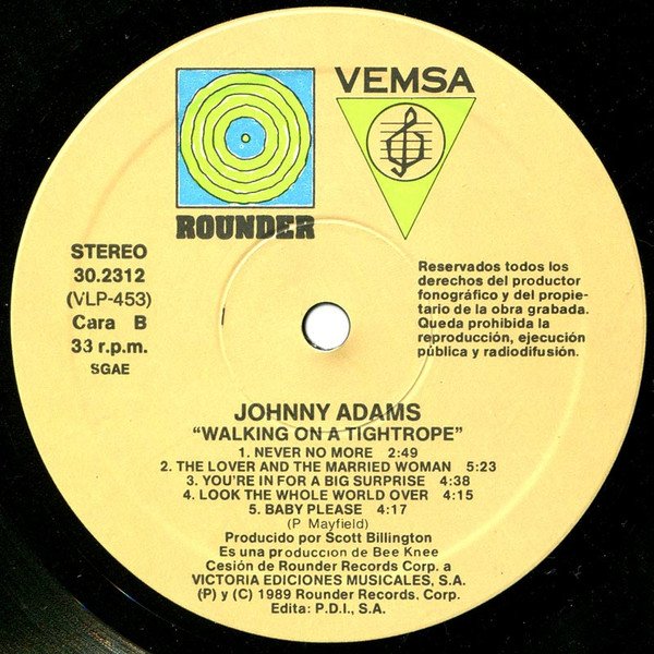 Johnny Adams Walking On A Tightrope – The Songs Of Percy Mayfield-LP, Vinilos, Historia Nuestra