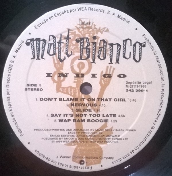 Matt Bianco, Indigo-LP, Vinilos, Historia Nuestra