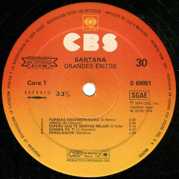 Santana Grandes Exitos-LP, Vinilos, Historia Nuestra