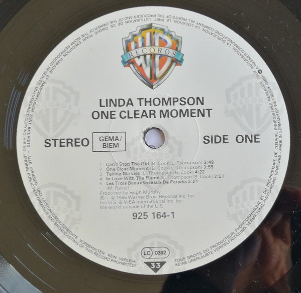 Linda Thompson, One Clear Moment-LP, Vinilos, Historia Nuestra