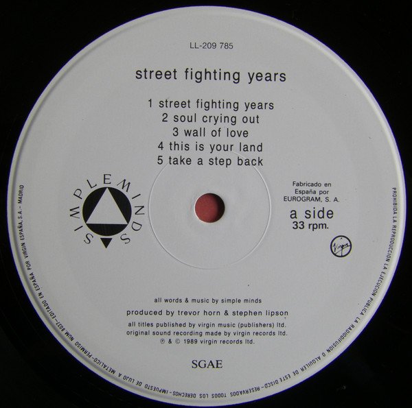 Simple Minds Street Fighting Years-LP, Vinilos, Historia Nuestra