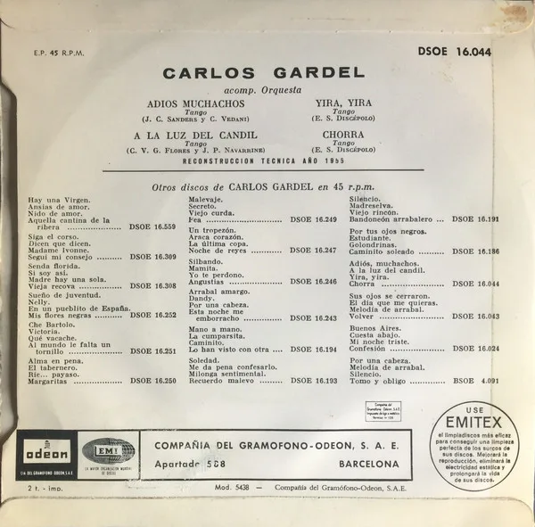 Carlos Gardel-7 inch, Vinilos, Historia Nuestra