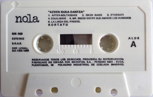 Kortatu, Azken Guda Dantza-Tape, Cintas y casetes, Historia Nuestra