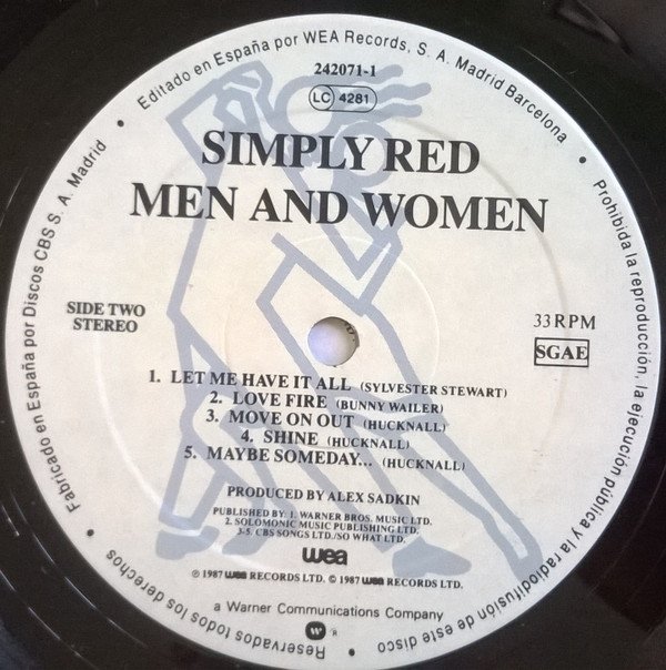 Simply Red Men And Women-LP, Vinilos, Historia Nuestra