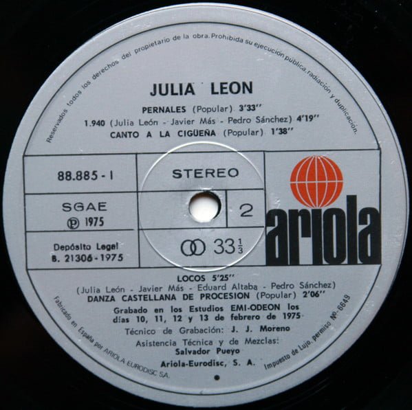 Julia Leon* Con Viento Fresco-LP, Vinilos, Historia Nuestra