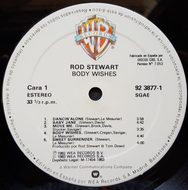 Rod Stewart Body Wishes-LP, Vinilos, Historia Nuestra