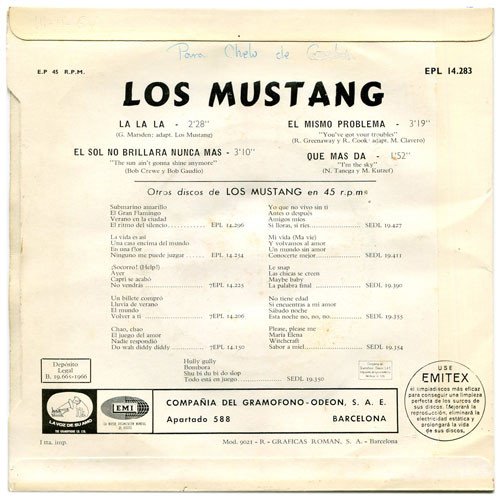 Los Mustang, La La La-7 inch, Vinilos, Historia Nuestra