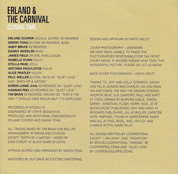 Erland And The Carnival Closing Time-CD, CDs, Historia Nuestra