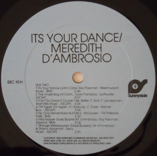 Meredith D'Ambrosio, It's Your Dance-LP, Vinilos, Historia Nuestra