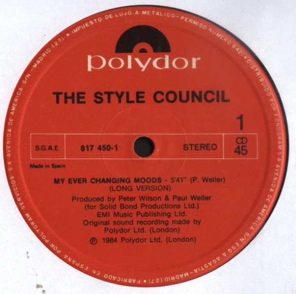 The Style Council My Ever Changing Moods-12, Vinilos, Historia Nuestra