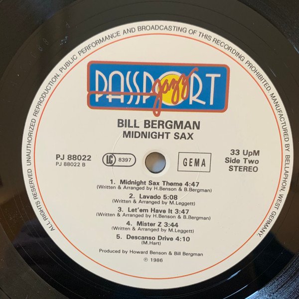 Bill Bergman, Midnight Sax-LP, Vinilos, Historia Nuestra