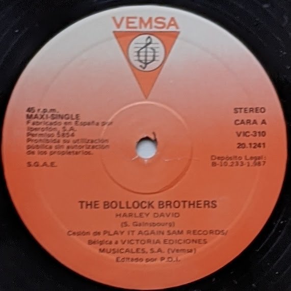 The Bollock Brothers, Harley David  Son Of A Bitch-12 inch, Vinilos, Historia Nuestra