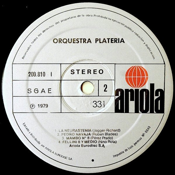 Orquestra Plateria, Orquestra Plateria-LP, Vinilos, Historia Nuestra