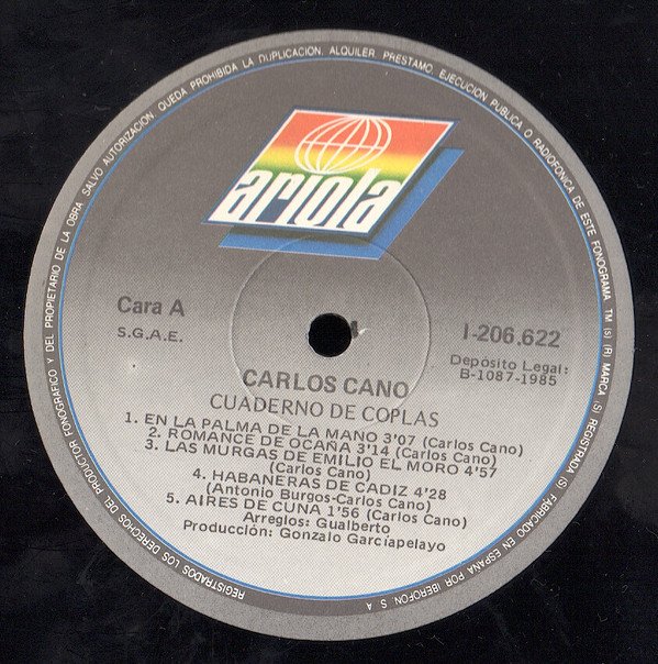 Carlos Cano, Cuaderno De Coplas-LP, Vinilos, Historia Nuestra