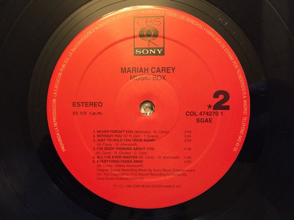 Mariah Carey, Music Box-LP, Vinilos, Historia Nuestra