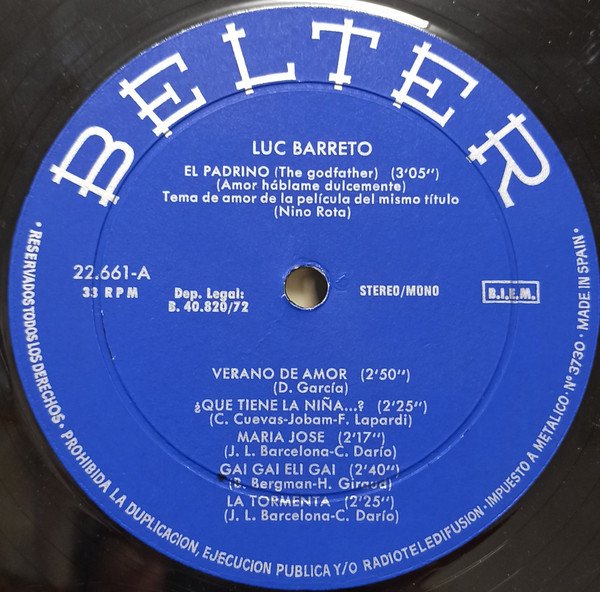 Luc Barreto, Luc Barreto-LP, Vinilos, Historia Nuestra