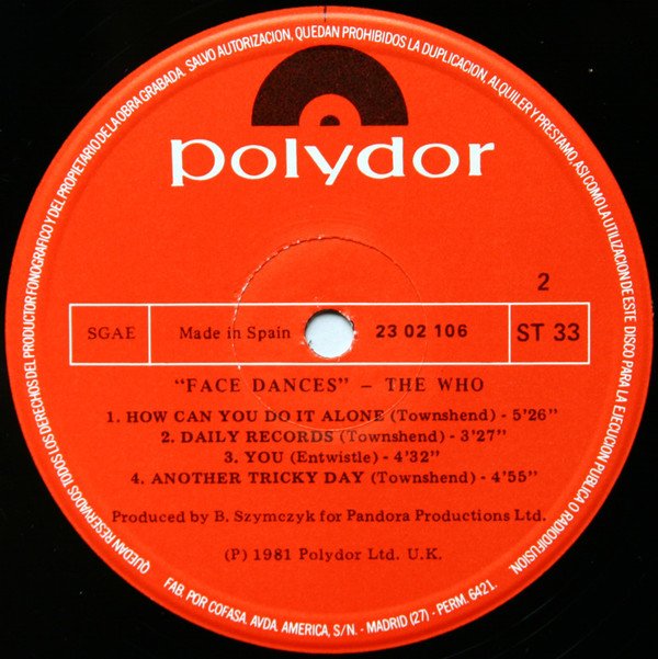 The Who, Face Dances-LP, Vinilos, Historia Nuestra