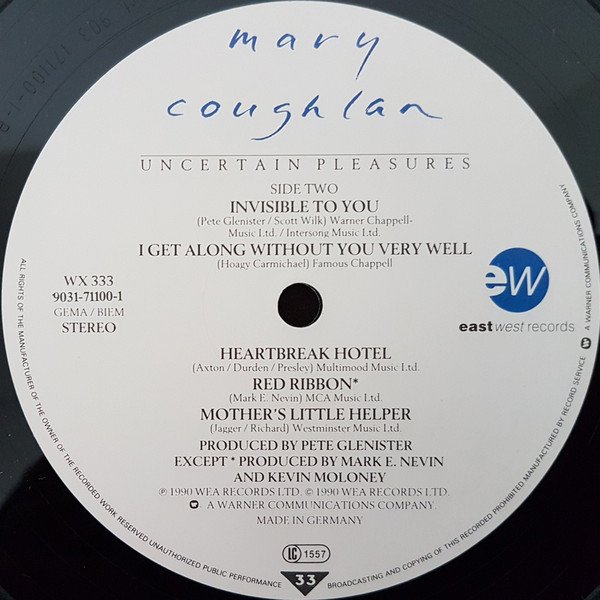 Mary Coughlan, Uncertain Pleasures-LP, Vinilos, Historia Nuestra