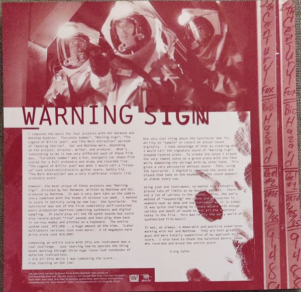 Craig Safan, Warning Sign (Soundtrack)-LP, Vinilos, Historia Nuestra