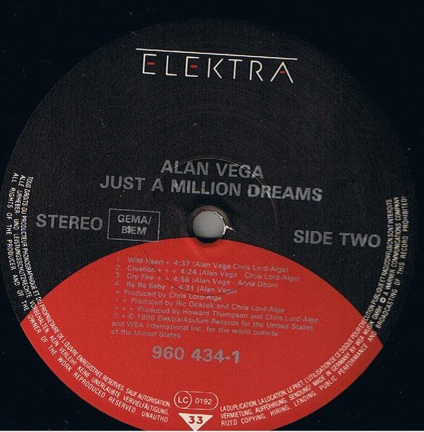 Alan Vega, Just A Million Dreams-LP, Vinilos, Historia Nuestra