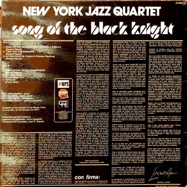 New York Jazz Quartet, Song Of The Black Knight-LP, Vinilos, Historia Nuestra