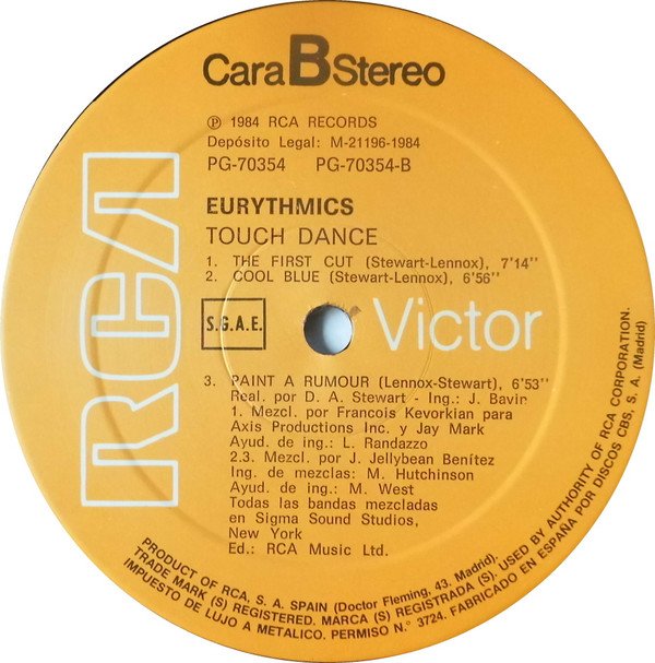 Eurythmics Touch Dance-LP, Vinilos, Historia Nuestra