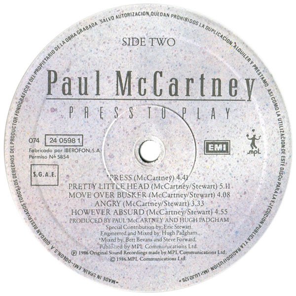 Paul McCartney Press To Play-LP, Vinilos, Historia Nuestra