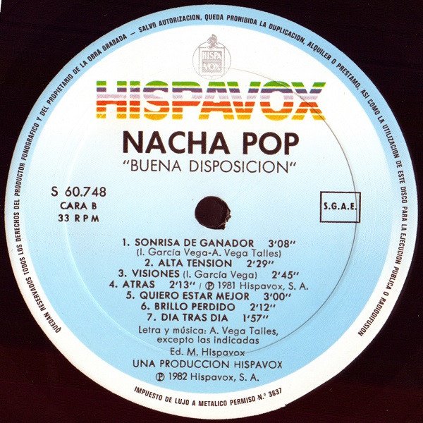 Nacha Pop, Buena Disposición-LP, Vinilos, Historia Nuestra