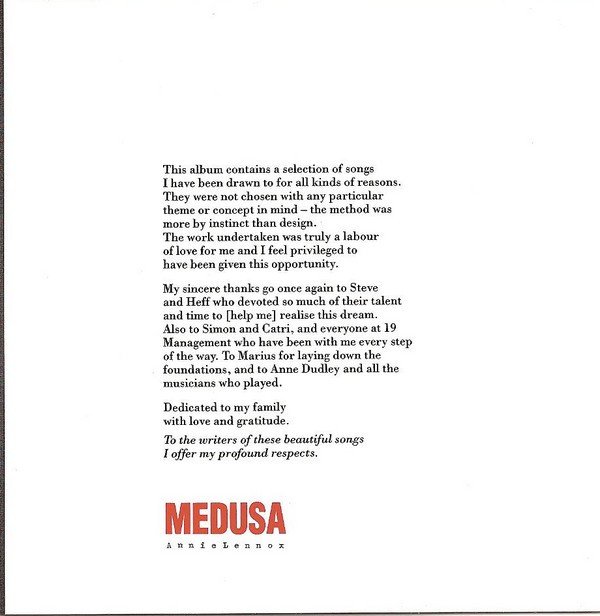 Annie Lennox, Medusa-CD, CDs, Historia Nuestra