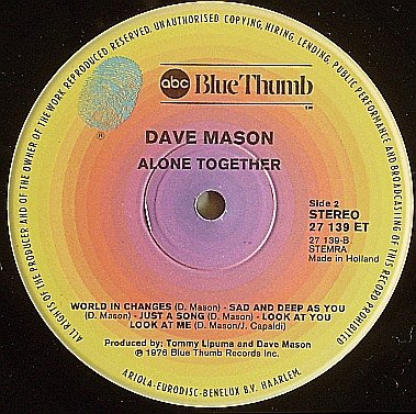 Dave Mason, Alone Together-LP, Vinilos, Historia Nuestra