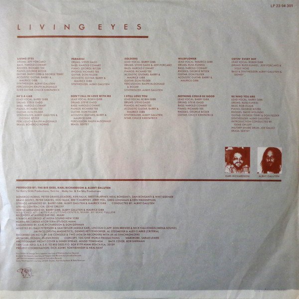 Bee Gees, Living Eyes-LP, Vinilos, Historia Nuestra