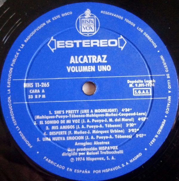 Alcatraz , Volumen Uno-LP, Vinilos, Historia Nuestra