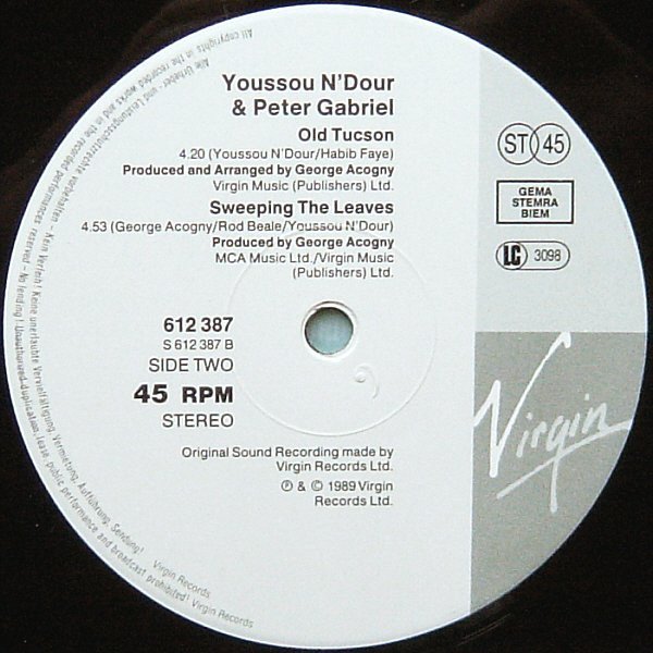 Youssou N'Dour and Peter Gabriel, Shakin' The Tree-12 inch, Vinilos, Historia Nuestra