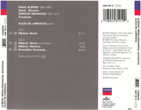 Albéniz* / Granados* – Alicia De Larrocha Iberia / Goyescas-2xCD, CDs, Historia Nuestra