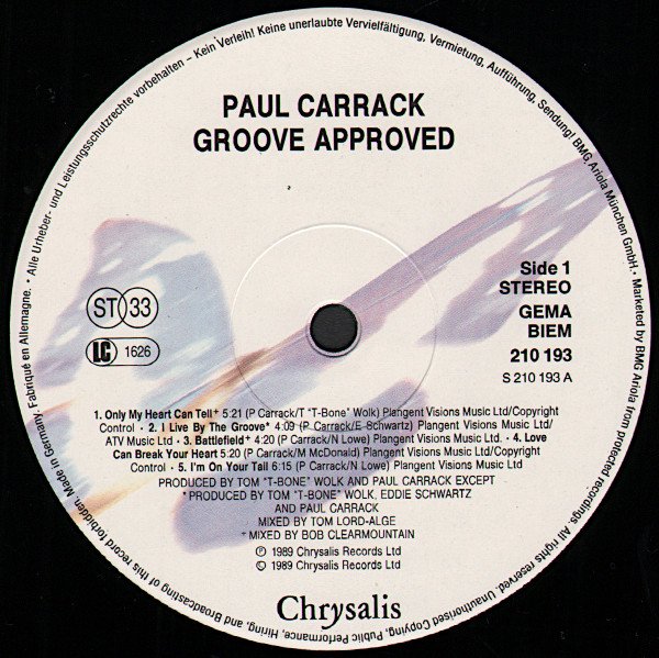 Paul Carrack Groove Approved-LP, Vinilos, Historia Nuestra