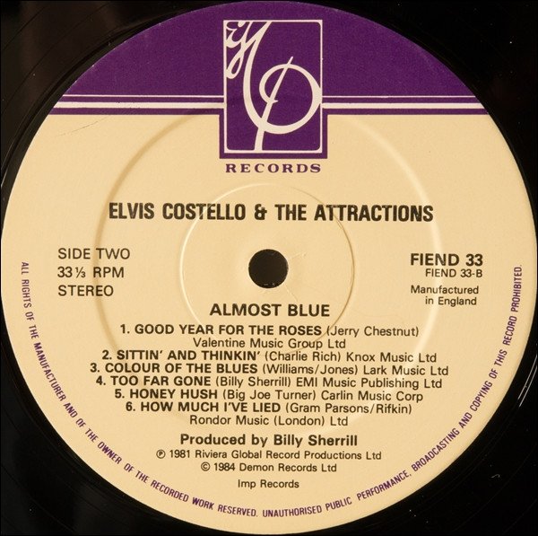 Elvis Costello & The Attractions Almost Blue-LP, Vinilos, Historia Nuestra