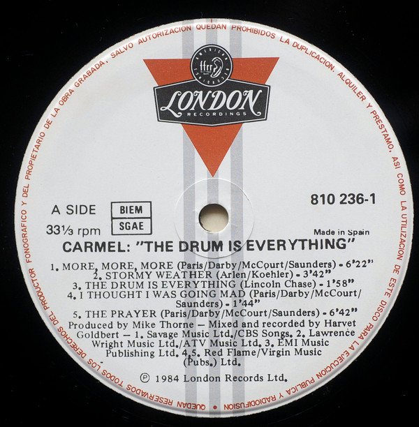 Carmel (2) The Drum Is Everything LP, Vinilos, Historia Nuestra