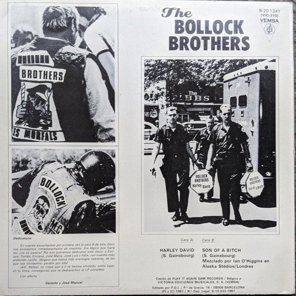 The Bollock Brothers, Harley David  Son Of A Bitch-12 inch, Vinilos, Historia Nuestra