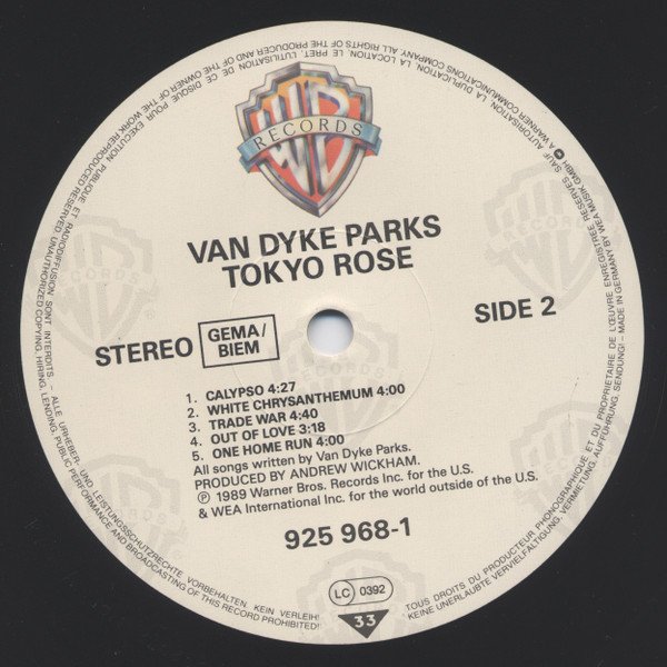 Van Dyke Parks Tokyo Rose-LP, Vinilos, Historia Nuestra