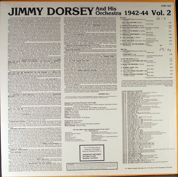 Jimmy Dorsey And His Orchestra The Uncollected Jimmy Dorsey, Vol. 2, 1942-44-LP, Vinilos, Historia Nuestra