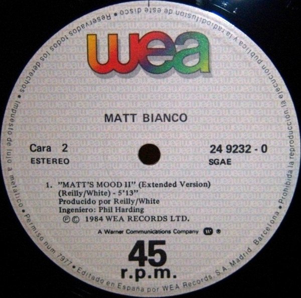 Matt Bianco, Half A Minute-12 inch, Vinilos, Historia Nuestra