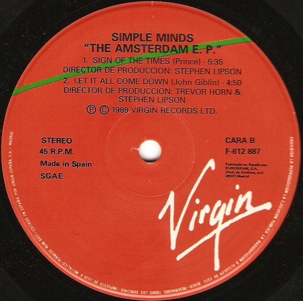 Simple Minds The Amsterdam EP-12, Vinilos, Historia Nuestra